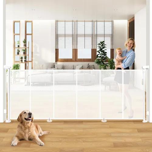 Miniatura 11 de Puertas retráctiles para bebés de 19.7 pies Puerta para perros - 236" Puerta de seguridad infantil extra ancha expandible, 37" de alto Puerta