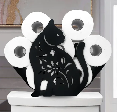 Miniatura 21 de Black Bear - Soporte de papel higiénico de metal, divertido soporte de papel de animales para baños, organizador independiente con capacidad para 8