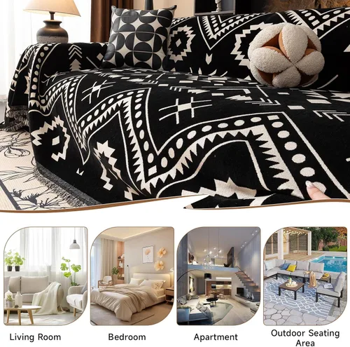Miniatura 157 de VClife Fundas de sofá bohemio de felpilla para sofá seccional, fundas de sofá suaves y antideslizantes para sofá de 2 cojines, protector de muebles