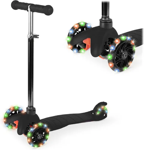 Best Choice Products Patinete Mini para niños con ruedas iluminadas, altura ajustable con barra en T, freno de pie - Negro