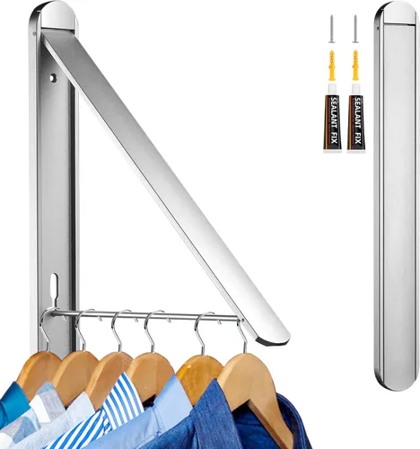 Miniatura 11 de Tendedero plegable para interiores y exteriores, universal, montado en la pared, estante de secado retráctil para ropa para lavandería, organización