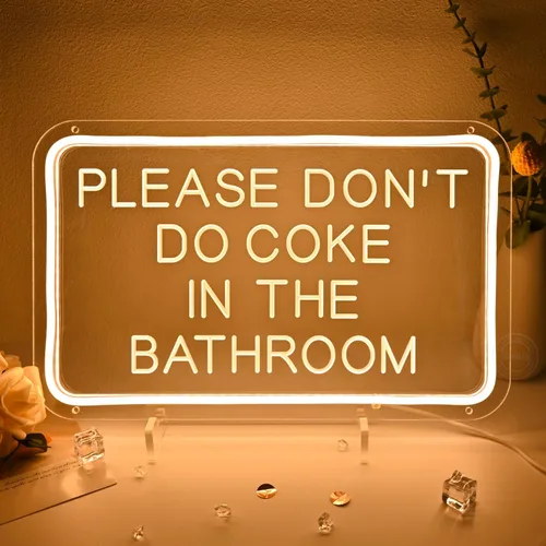 Miniatura 8 de Letrero de neón LED morado con texto en inglés «Please Don't Do Coke In The Bath» con USB para el hogar, dormitorio, baño, sala de juegos, bar