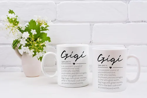 Miniatura 3 de QASHWEY Gigi Definition - Taza de café con texto en inglés "Grande", regalo de cumpleaños de la abuela y la madre, para nieta, nieto, taza