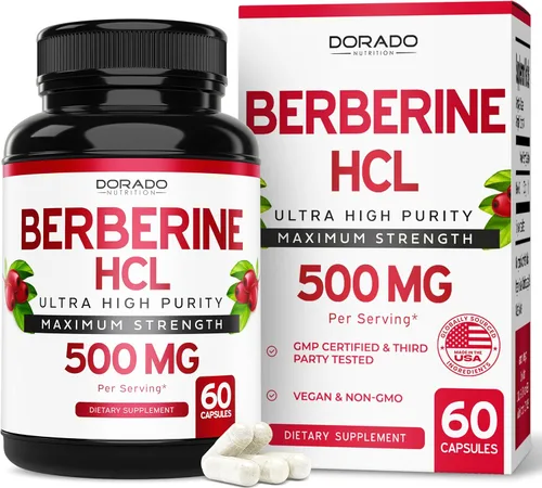 Miniatura 2 de Suplemento de berberina HCL (60 cápsulas) Soporte de salud intestinal premium para adultos y suplemento GLP-1 (60 unidades) Fórmula 14 en 1