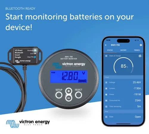 Miniatura 5 de Victron Energy BMV-700 Monitor de Batería con Shunt y Pantalla - 6.5-95 VDC - Gris