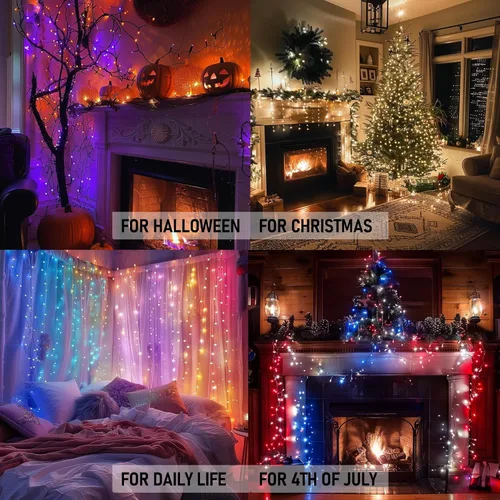 Miniatura 3 de Dazzle Bright - Luces de Navidad Inteligentes que Cambian de Color, 66 pies, 200 luces LED RGB con control remoto y aplicación, luces de árbol