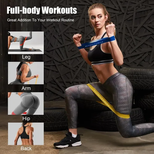 Miniatura 6 de Bandas de resistencia de látex mini bucle para entrenar piernas, versión de 2.4 in de ancho Elastic Stretch Bands For Exercise Loop Bands, Rubber