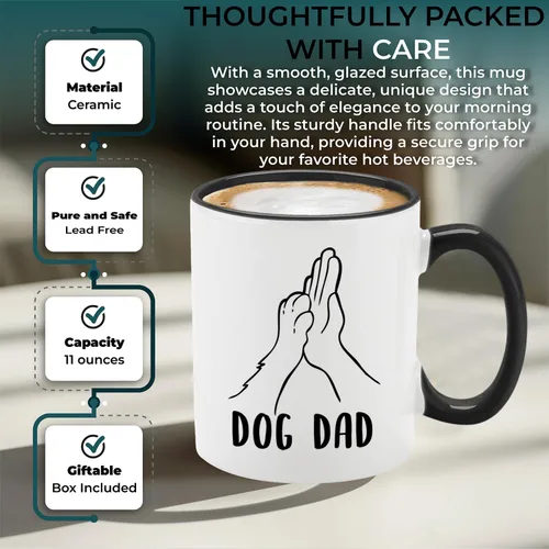 Miniatura 5 de shop4ever Taza de café con diseño de perro y papá con diseño de cinco perros, mango negro, taza de café de cerámica de 11 onzas, regalo divertido