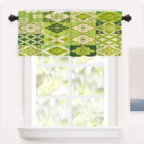 Miniatura 67 de Shrahala Art Nouveau Floral Pattern Blackout Curtain Tiers, Delicate Vine and Flower Design Kitchen Valance Light Blocking Tier Drapes with Rod