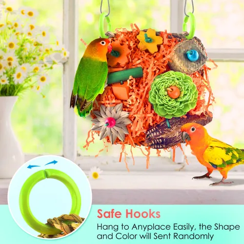 Miniatura 6 de KATUMO Juguetes para pájaros, paquete de 2 alfombrillas de hierba para pájaros, juguetes de pared para periquitos, cacatúas, conure, agapornis