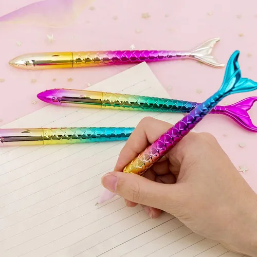 Miniatura 6 de Paquete de 24 bolígrafos de sirena – Bolígrafo creativo de tinta de gel líquido para escuela, hogar, oficina, papelería, niñas, mujeres, compañeros