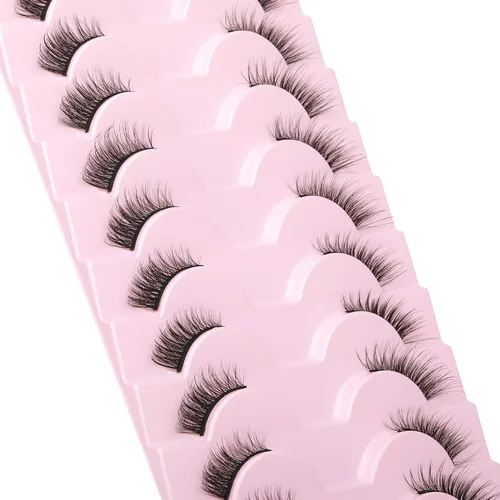 Miniatura 3 de FANXITON - Pestañas postizas de aspecto natural, 10 mm, pestañas cortas de ojo de gato esponjosas, pestañas postizas 3D suaves de visón sintético