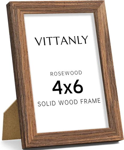 Miniatura 129 de Vittanly - Marco de fotos de 4 x 6 pulgadas de madera maciza con plexiglás, incluye paspartú de 3,5 x 5, para colgar en la pared o poner sobre una