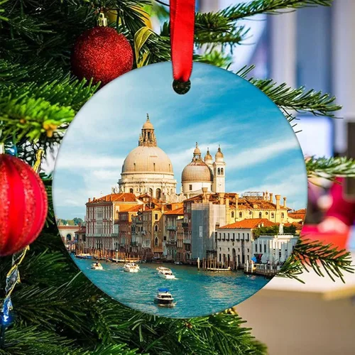 Miniatura 25 de Adorno de Navidad 2023 Florencia Italia Adorno de Navidad de cerámica Catedral Casas Santa María del árbol de Navidad, adorno colgante de regalo