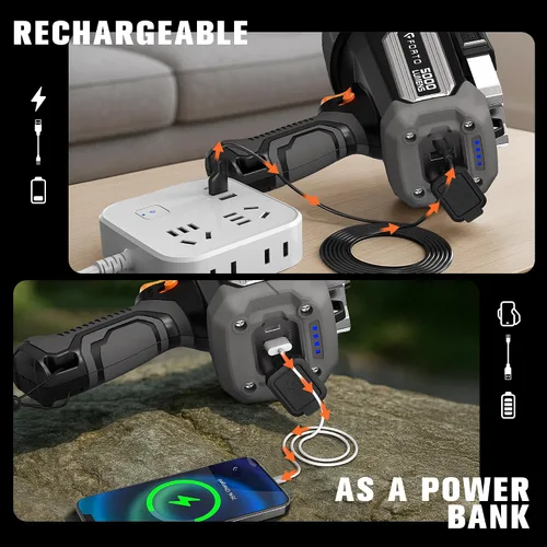 Miniatura 5 de FORTO Linterna recargable de foco 5000 lúmenes ultra brillante IPX7 impermeable, linterna de barco con estuche de transporte EVA, linterna de foco