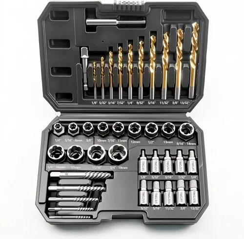 Miniatura 8 de Juego de extractor de tornillos dañados, 6 piezas de tornillos pelados, tuercas y pernos para quitar herrajes oxidados y dañados, tuercas y pernos