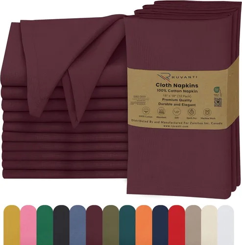 Miniatura 38 de Ruvanti - Servilletas de tela, paquete de 6, 45x45 centímetros, 100% algodón, lavables, suaves y absorbentes, perfectas para bodas, cenas de Belleza
