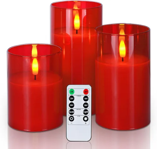 Miniatura 17 de Amagic Velas de cristal transparente sin llama que funcionan con pilas, temporizador, control remoto, velas LED de pilar, funcionan