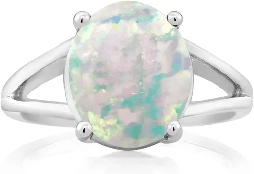 Miniatura 78 de Gem Stone King Anillo solitario con piedra preciosa de 3.00-7.00 quilates Plata de ley 925 Ovalado de 0.47 x 0.49 pulgadas Anillo