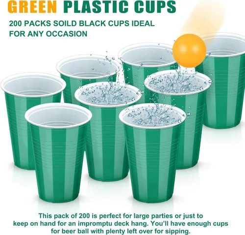 Miniatura 7 de Zopeal Paquete de 200 vasos de plástico verdes de 16 onzas para el Día de San Patricio a granel para fiestas, desechables, resistentes, para fiestas