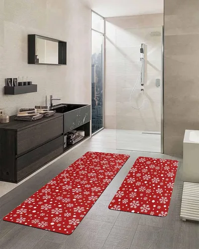 Miniatura 2 de Tapete de baño de copos de nieve de Navidad para bañera, antideslizante, de secado rápido y absorbente, tierra de diatomeas, fregadero, dormitorio
