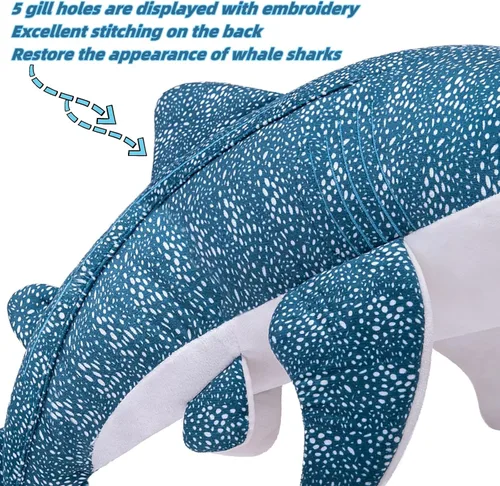 Miniatura 5 de FRANKIEZHOU Peluche de tiburón ballena gigante de simulación, animal de peluche, juguete suave, juguete de peluche, juguetes de peluche, juguetes