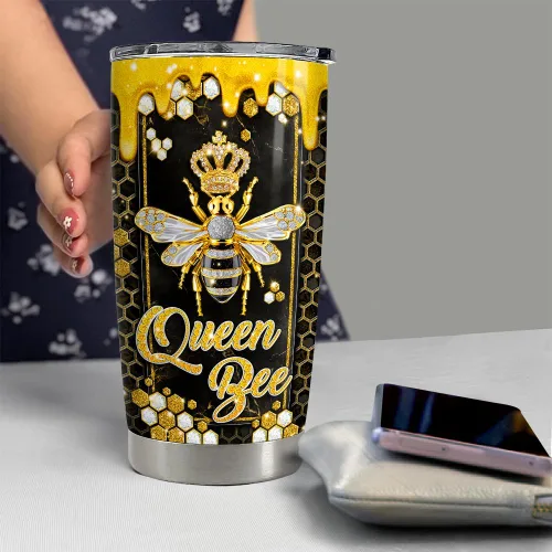 Miniatura 6 de SANDJEST Regalos de abeja para mujeres y niñas, vaso de abeja de 20 onzas, dibujos de joyería, vasos aislados de acero inoxidable, taza de viaje