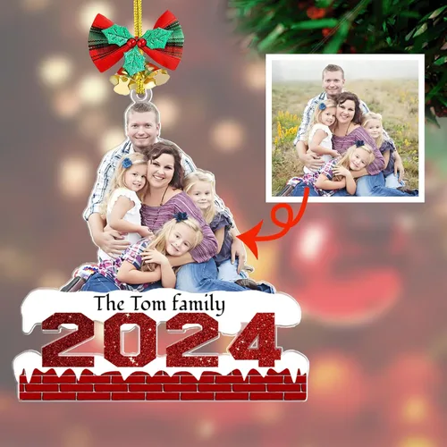 Miniatura 17 de Adorno de Navidad personalizado 2025 con tu foto, adorno de cara personalizada con foto 2D de acrílico para decoración de árbol de Navidad, Adorno