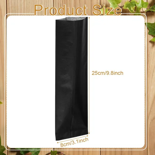 Miniatura 2 de Zhehao 200 bolsas de papel kraft, bolsas de churro, fundas de grasa para utensilios resistentes, cubiertos, galletas, panadería, dulces (negro)