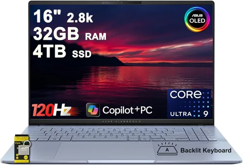 Miniatura 11 de ASUS Vivobook S16 AI PC Laptop 16" 2.8k OLED 120Hz (600nits, 100% DCI-P3) Intel 16-core Ultra 9 285H 32GB DDR5 1TB SSD retroiluminado para Designer