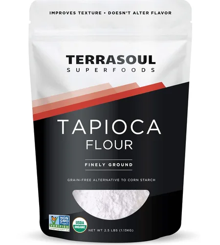 Terrasoul Superfoods Almidón de harina de tapioca orgánico, 2.5 libras, sin gluten, mejora la textura para hornear Keto, no altera el sabor