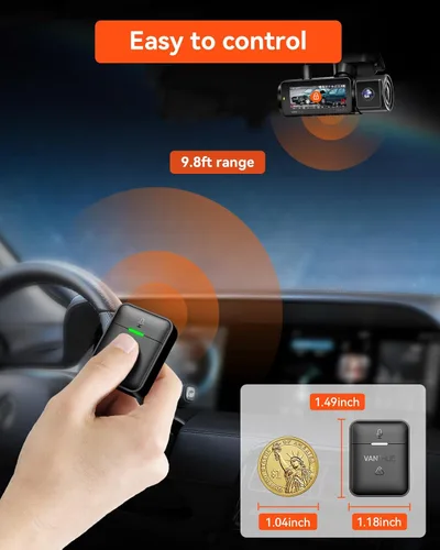 Miniatura 3 de Vantrue Control remoto con bloqueo de eventos, instantánea, función de encendido/apagado de audio, rango de 9.8 pies para cámara de tablero Vantrue