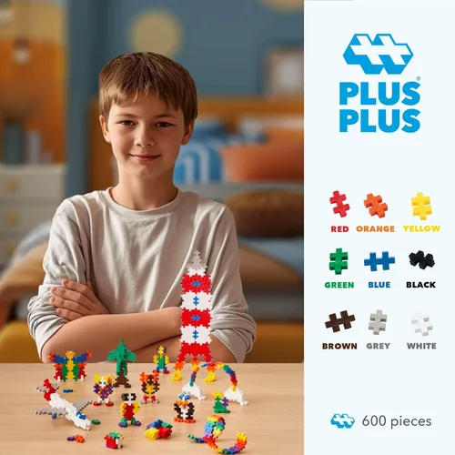Miniatura 3 de PLUS PLUS - Set de Juego Abierto - 600 Piezas - Mezcla de Colores Básicos, Juego de Construcción STEM, Mini Rompecabezas Encastrables para Niños
