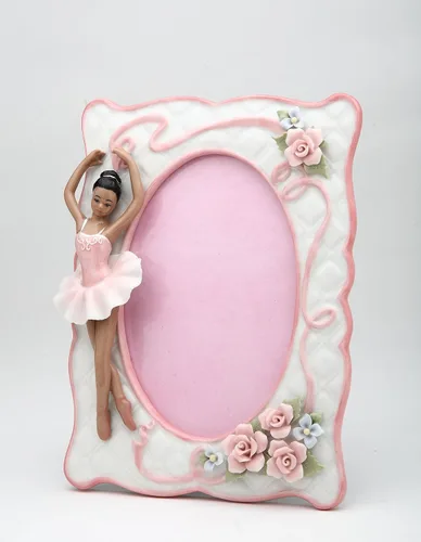 Miniatura 2 de Cosmos 10608 - Marco de fotos de porcelana fina de bailarina afroamericana, 8 pulgadas, color rosa