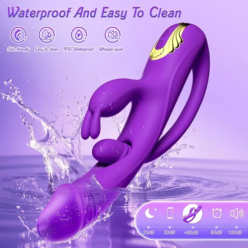 Miniatura 8 de Juguetes sexuales vibrador para mujeres – vibrador de punto G conejo consolador de 3 en 1 con 10 modos de vibración y tapón anal removible