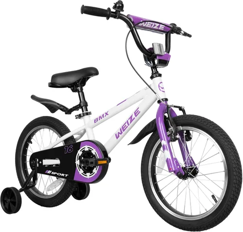 Miniatura 10 de WEIZE Bicicletas para niños, bicicleta estilo BMX para niños y niñas de 4 a 12 años de edad, bicicleta para niños con asiento ajustable, ruedas