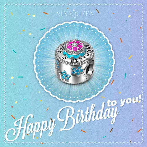Miniatura 4 de NINAQUEEN Happy Birthday - Dijes de plata de ley 925 para regalo de Navidad circonita cúbica 5A y esmalte aplicado a mano caja de joyería incluida