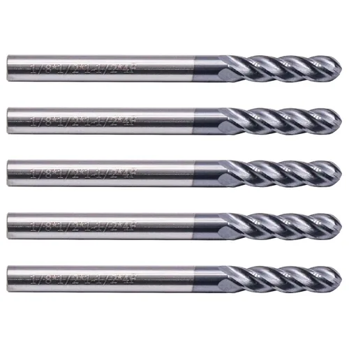 Miniatura 2 de BestParts 5 fresas de punta de bola de carburo sólido de alto rendimiento, revestimiento AlTiN, 4 flautas, hélice de 30 grados, diámetro de corte