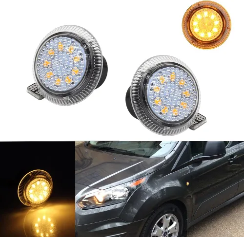 Miniatura 9 de Para 2010 2011 2012 2013 2014 2015 2016 2017 2018 2019 2020 2021 Ford Transit Connect Luces de Repetición de Marca de Parachoques Lateral con Lente