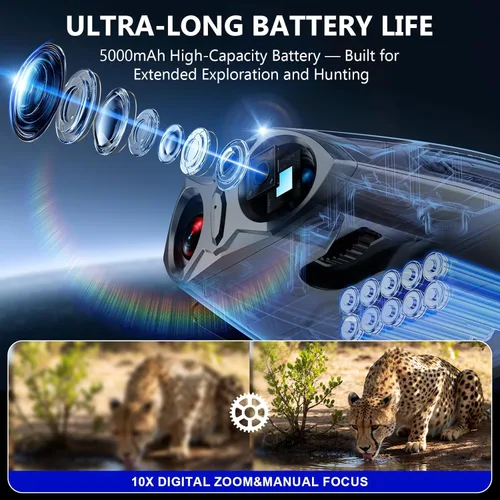 Miniatura 4 de Gafas de visión nocturna 4K, prismáticos de visión nocturna con pantalla HD de 4.0 pulgadas con batería recargable de 5000 mAh, tarjeta TF de 64 GB