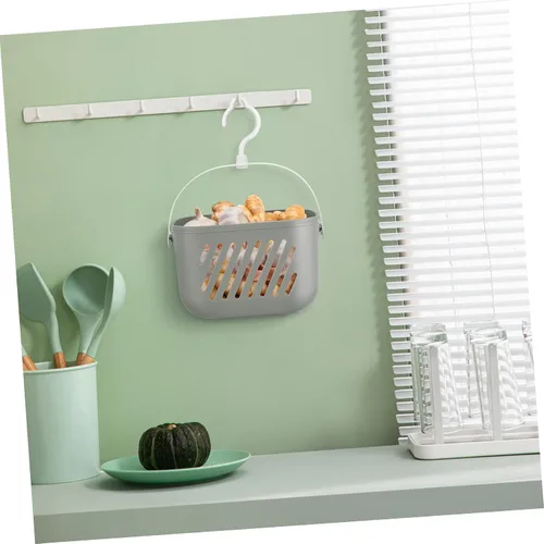 Miniatura 7 de Hemoton Cesta colgante para baño, cesta de almacenamiento de cocina, escurridor de pared, despensa, 1 unidad