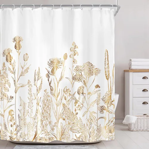 Miniatura 20 de Riyidecor - Cortina de ducha con estampado de flores silvestres para decorar un baño pequeño o una ventana, 36 pulgadas de ancho x 72 pulgadas