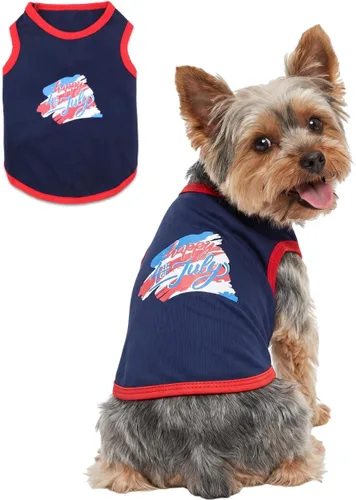 Ropa para cachorros pequeños y XS para el 4 de julio, camisetas para perros del Día Independiente con la bandera de Estados Unidos para niño y niña