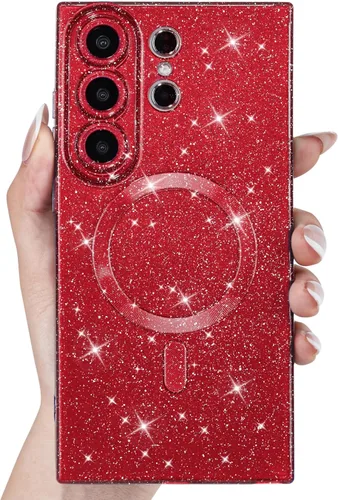 Miniatura 36 de Svanove Funda magnética con purpurina para Samsung Galaxy S22, compatible con Magsafe Cute, brillante, brillante, estética, dura y brillante