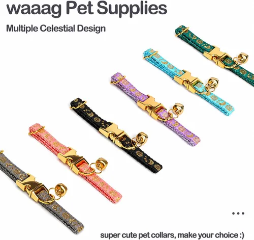Miniatura 7 de waaag Pet, Moons Stars Suns - Collar para perro y gato, múltiples diseños Crescent Celestial, collar de correa para perro y gato, tamaño XXS