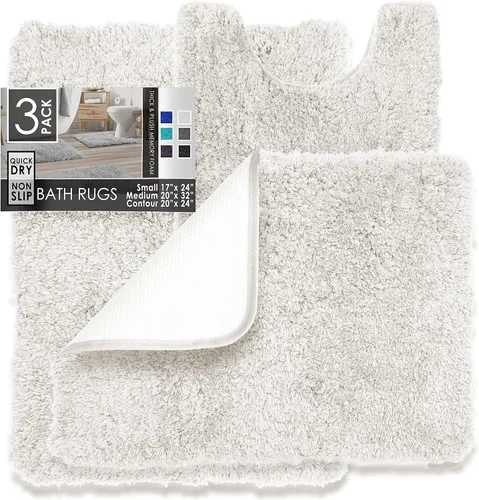 Miniatura 49 de Clara Clark - Juego de 3 tapetes de baño de felpa esponjosa, alfombra antideslizante, lavables a máquina y de secado rápido, ultrasuaves