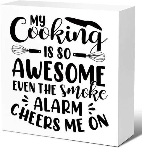 Miniatura 10 de LVQHI Letreros divertidos de madera para cocina, diseño de Kithcen de la abuela hecho con amor, caja de madera para estante de cocina, decoración