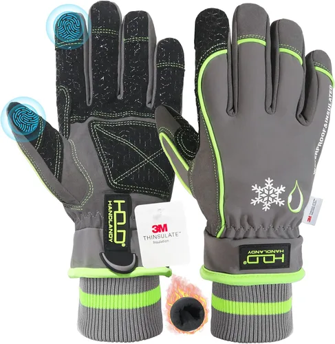Miniatura 15 de HANDLANDY Winter Work Gloves, 3M Thinsulate Waterproof Insulated Glove for Men Women Rosa