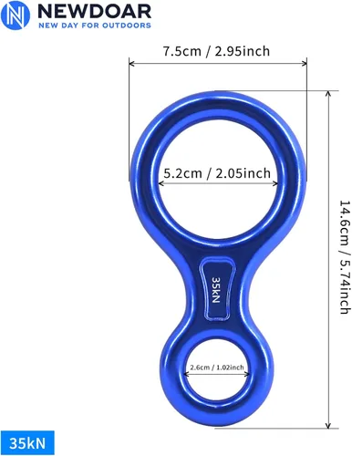 Miniatura 2 de NewDoar Equipo de escalada Equipo de descenso Placa de aparejo 40kN Rescate Figura 8 Descender con Oreja Grande Bent-Ear para Escalada Belaying