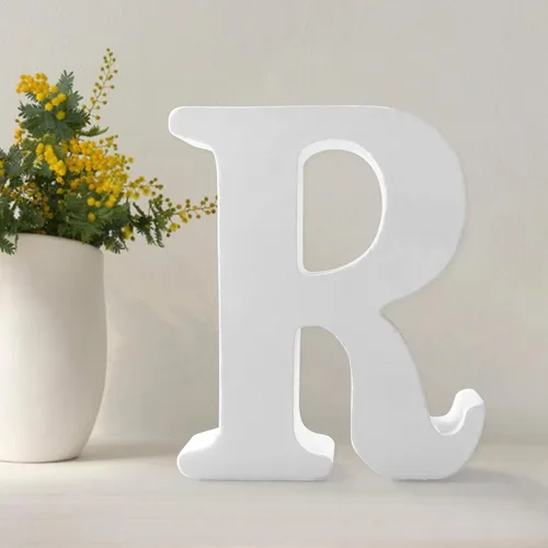 Miniatura 20 de Letras de madera de 4.3 pulgadas, letras blancas de madera sin terminar para injerto, letras de madera para decoración de pared, letras pie